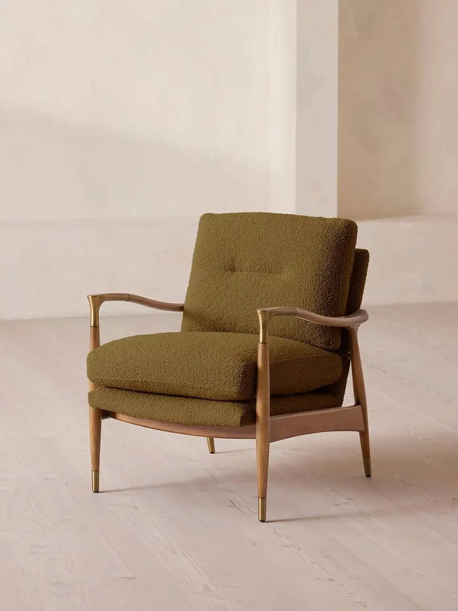 Armchair with Cushions - Kelp, Wool Boucle