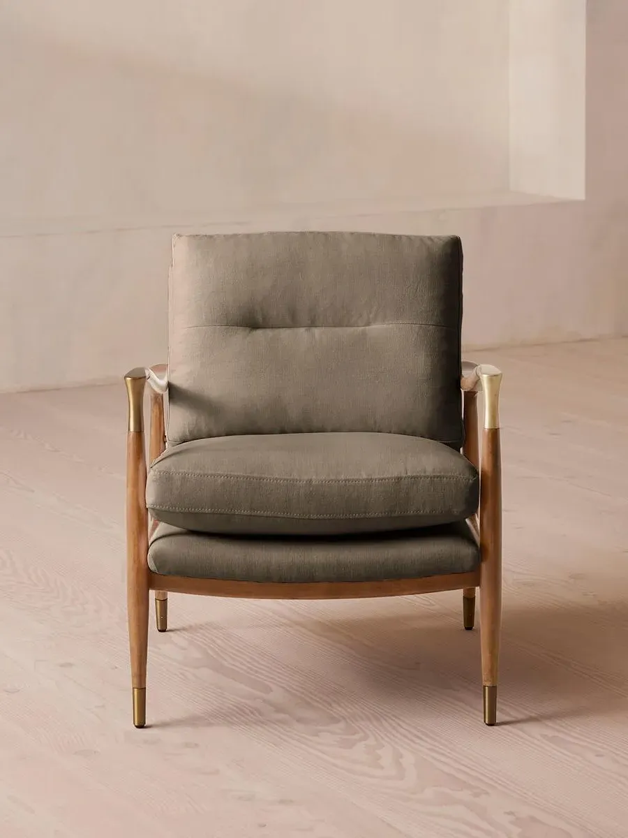 Armchair with Cushions - Mushroom, Linen