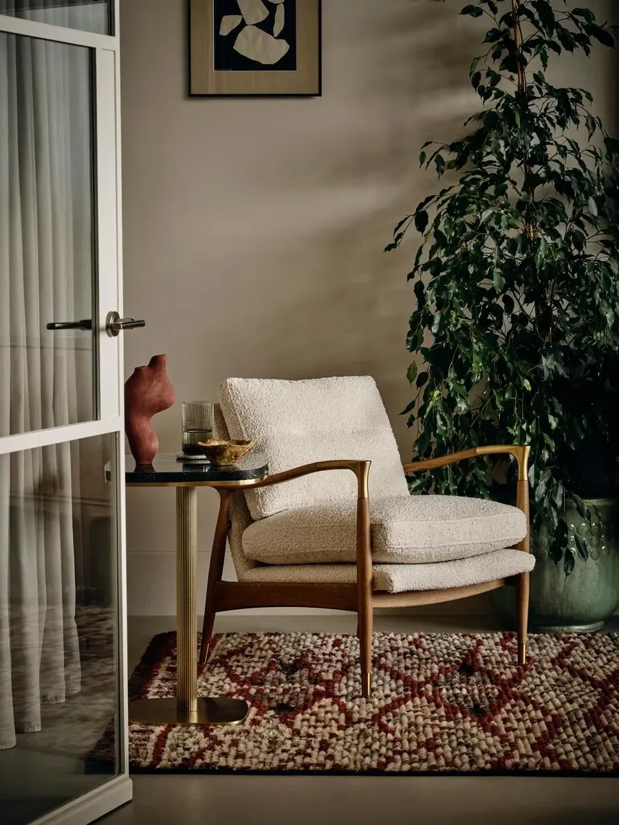 Armchair with Cushions - Natural, Boucle image