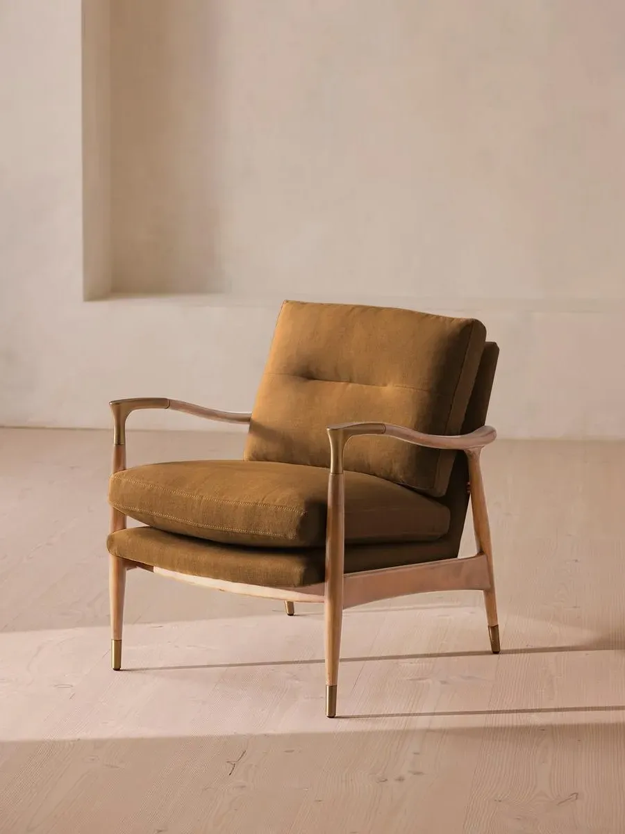 Armchair with Cushions - Ochre, Linen