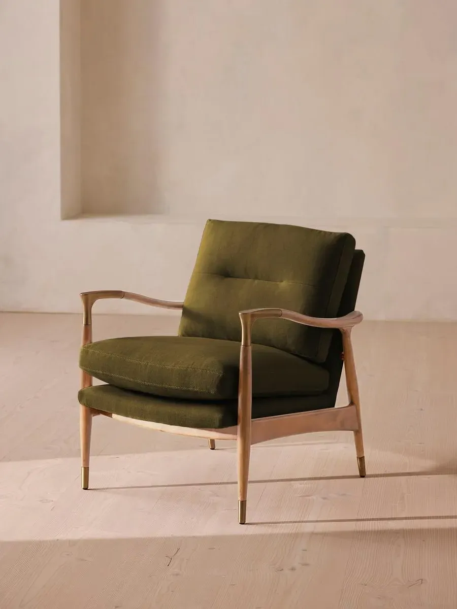 Armchair with Cushions - Olive, Linen