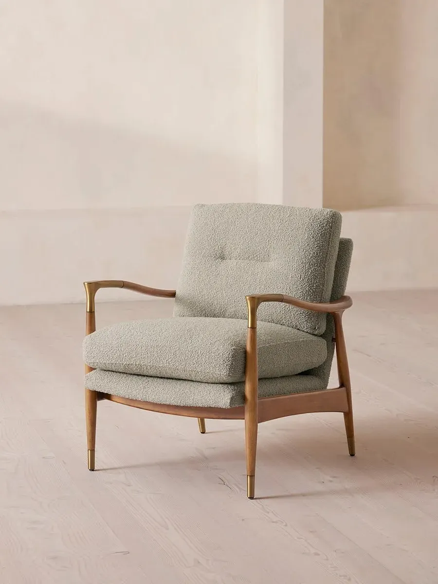 Armchair with Cushions - Pistachio, Wool Boucle
