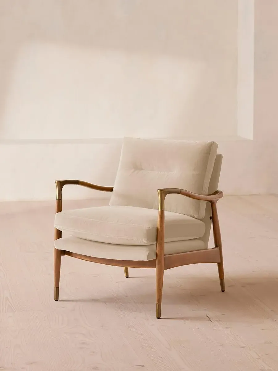 Armchair with Cushions - Porcelain, Velvet