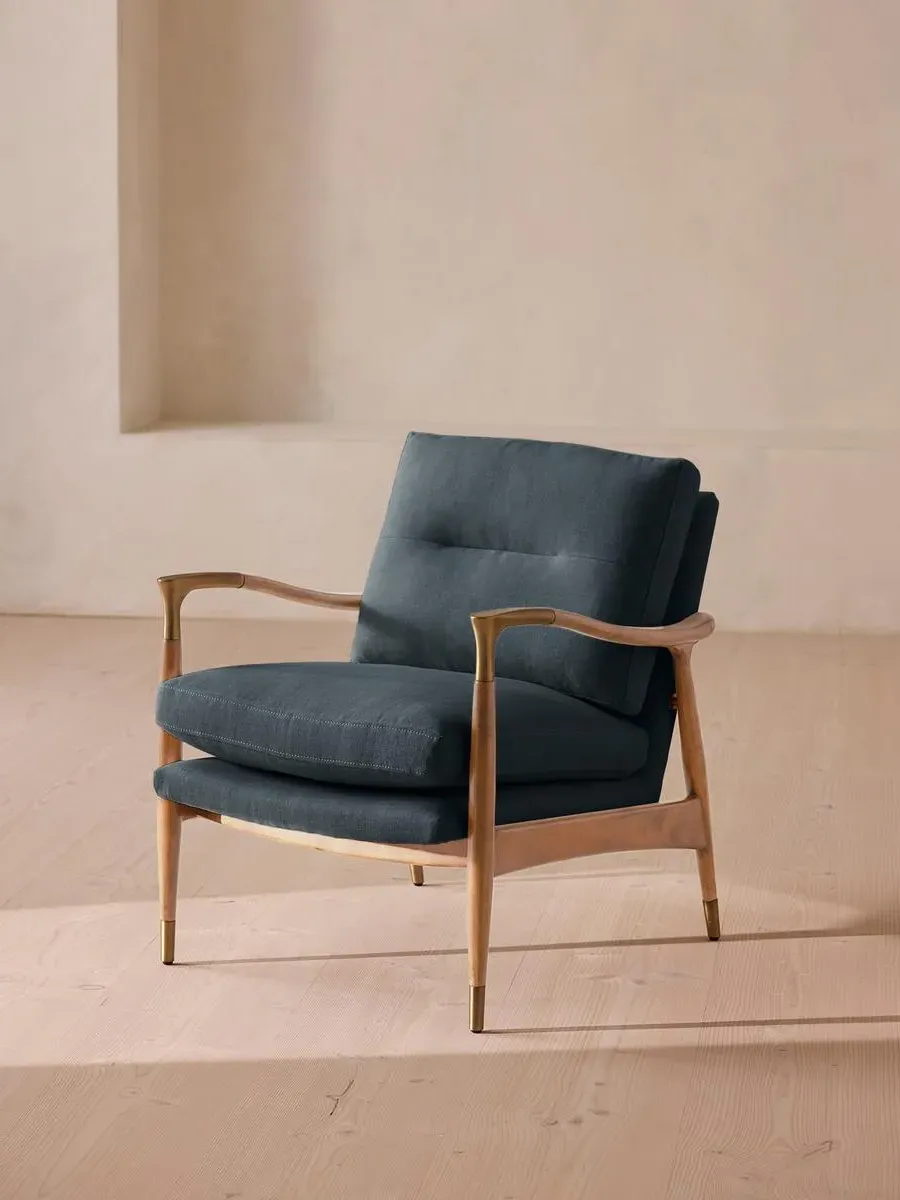 Armchair with Cushions - Prussian Blue, Linen