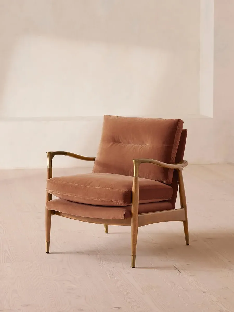 Armchair with Cushions - Rose, Velvet
