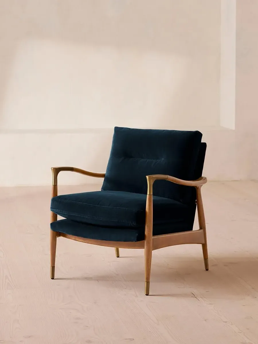Armchair with Cushions - Royal Blue, Velvet