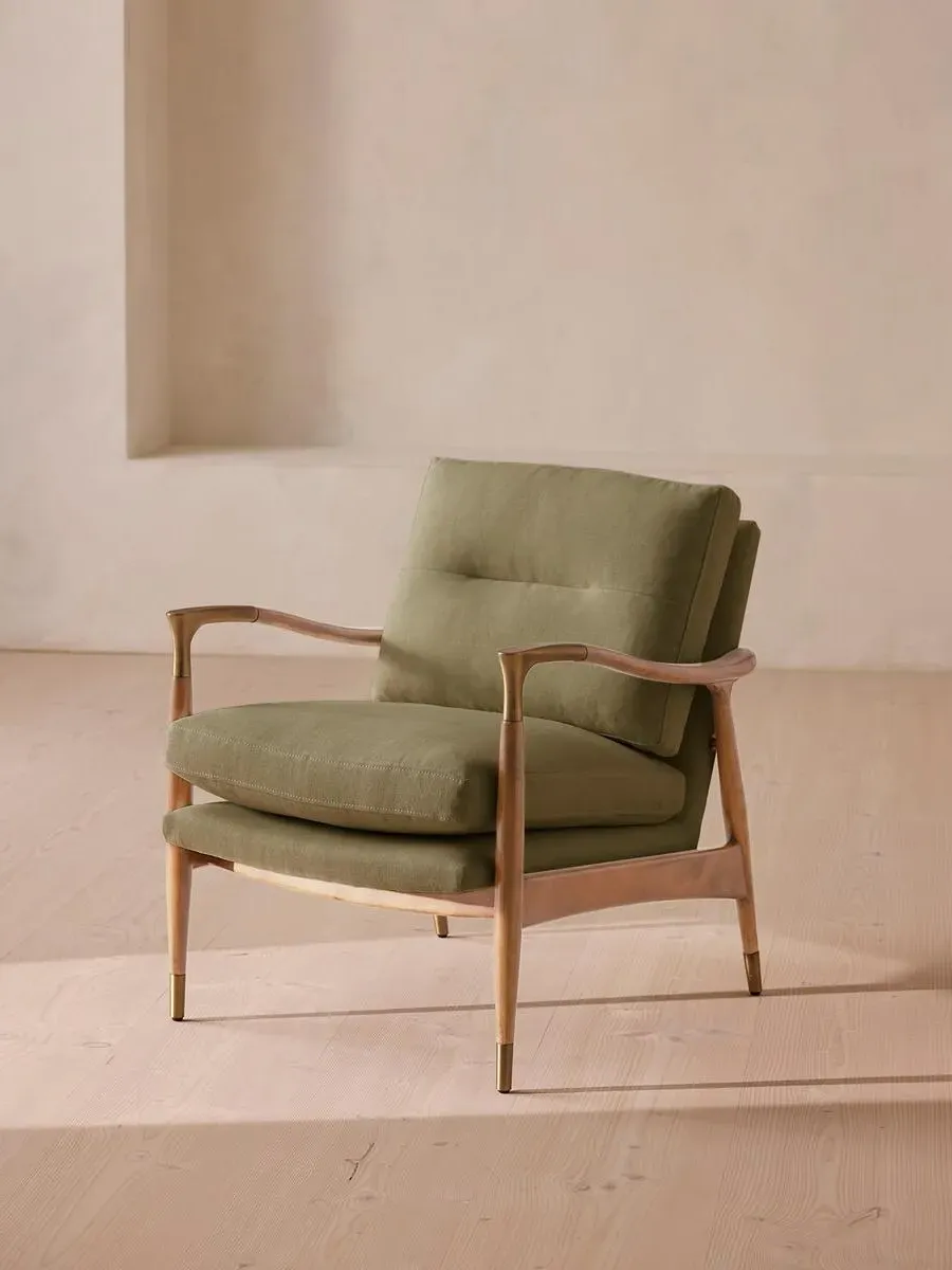 Armchair with Cushions - Sage, Linen