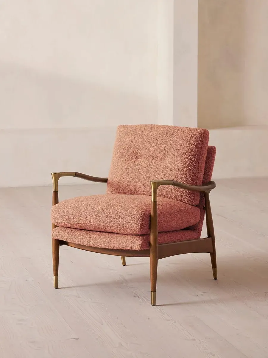 Armchair with Feather Cushions - Coral, Boucle image