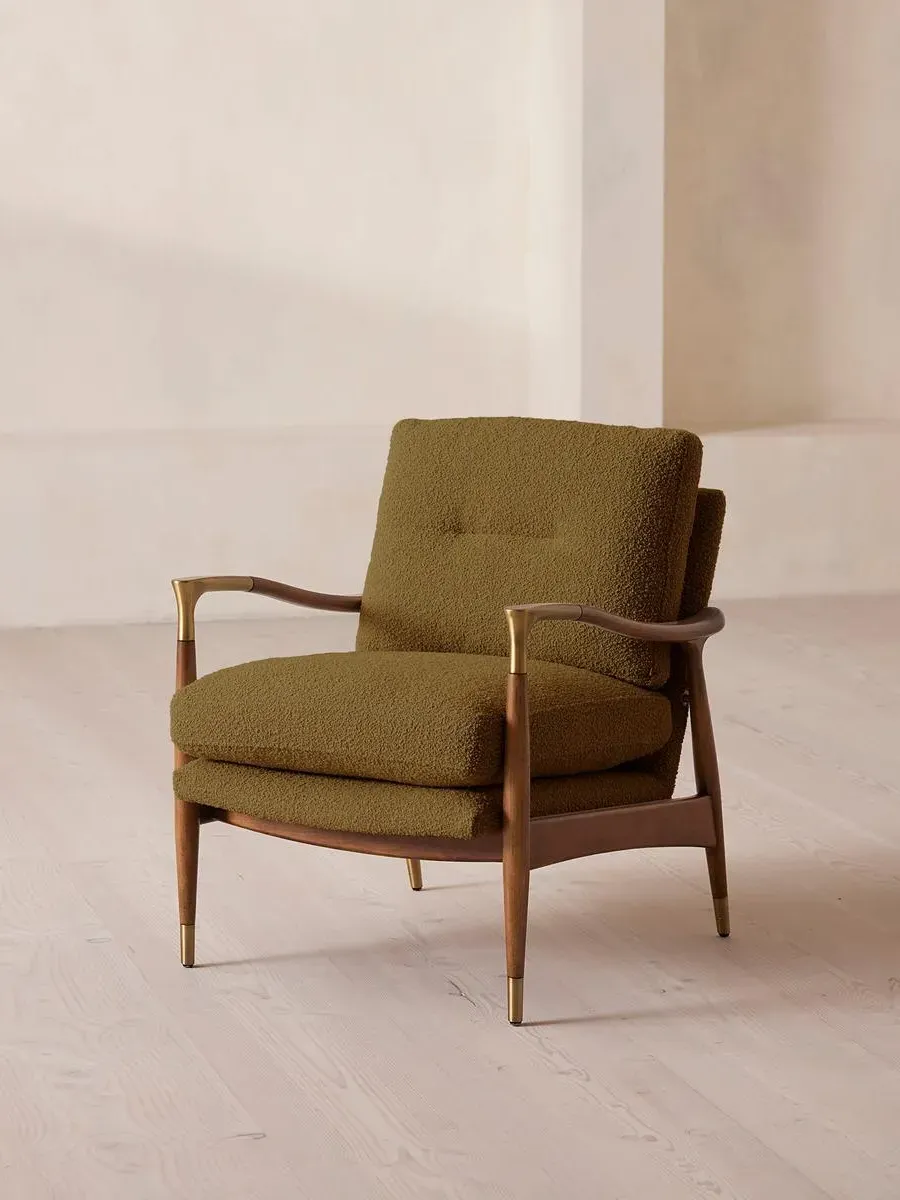 Armchair with Feather Cushions - Kelp, Boucle