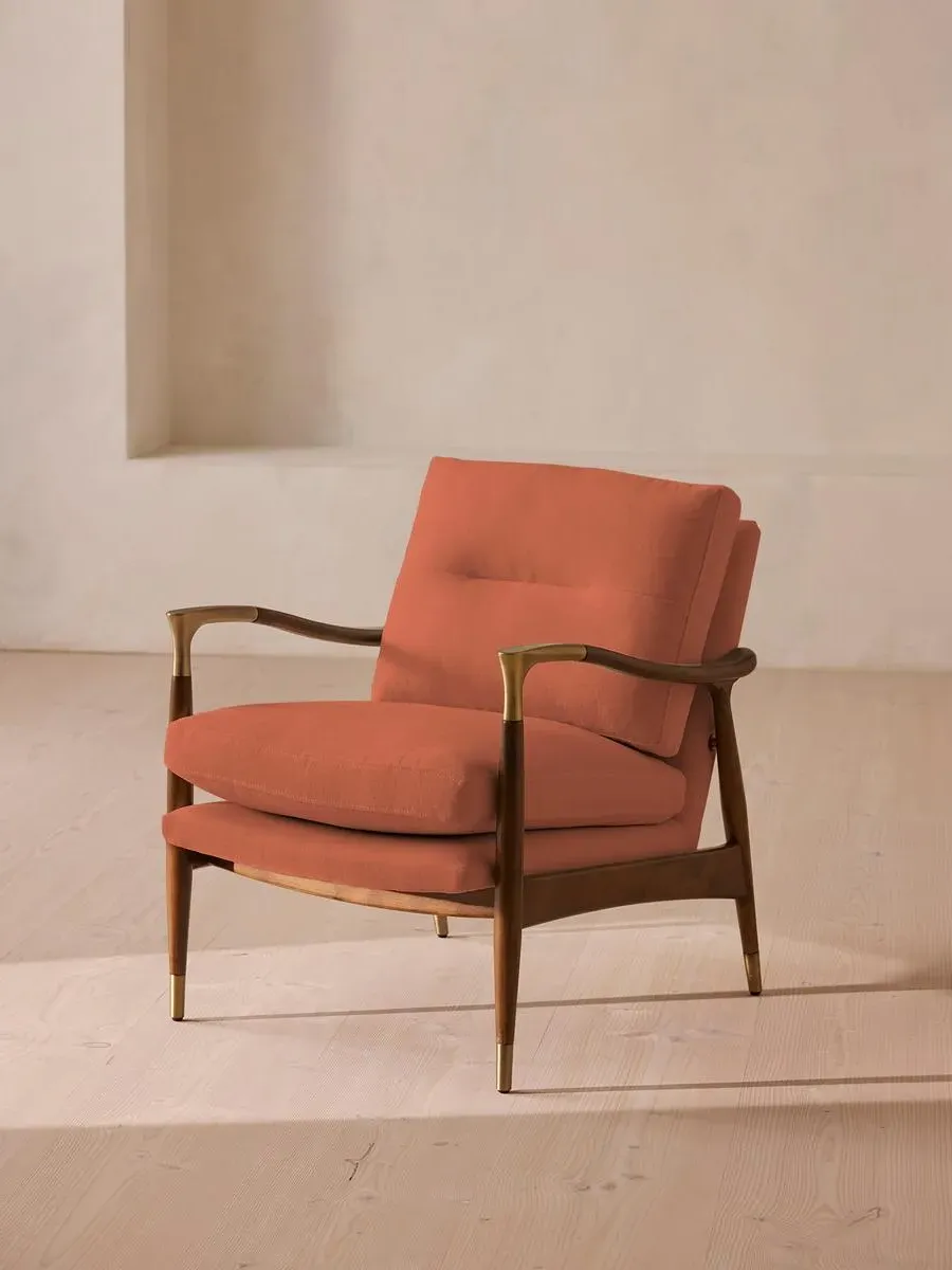 Armchair with Oak Frame - Antique Rose, Linen