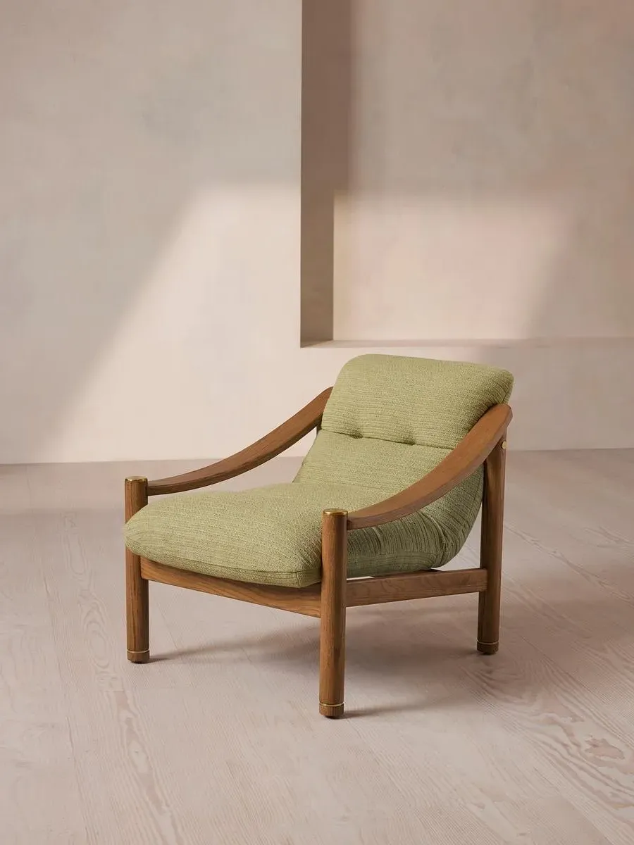 Armchair with Textured Weave - Seafoam, Oak image