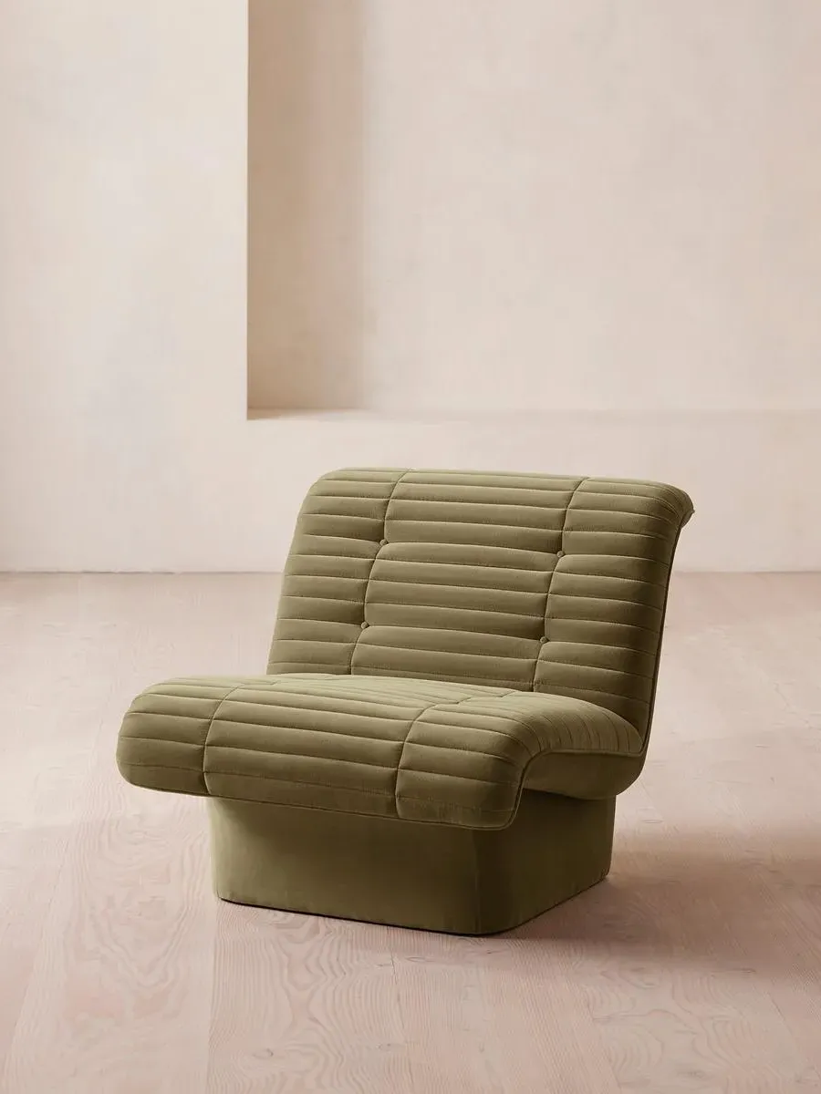 Armless Armchair with Channels - Lichen, Velvet image