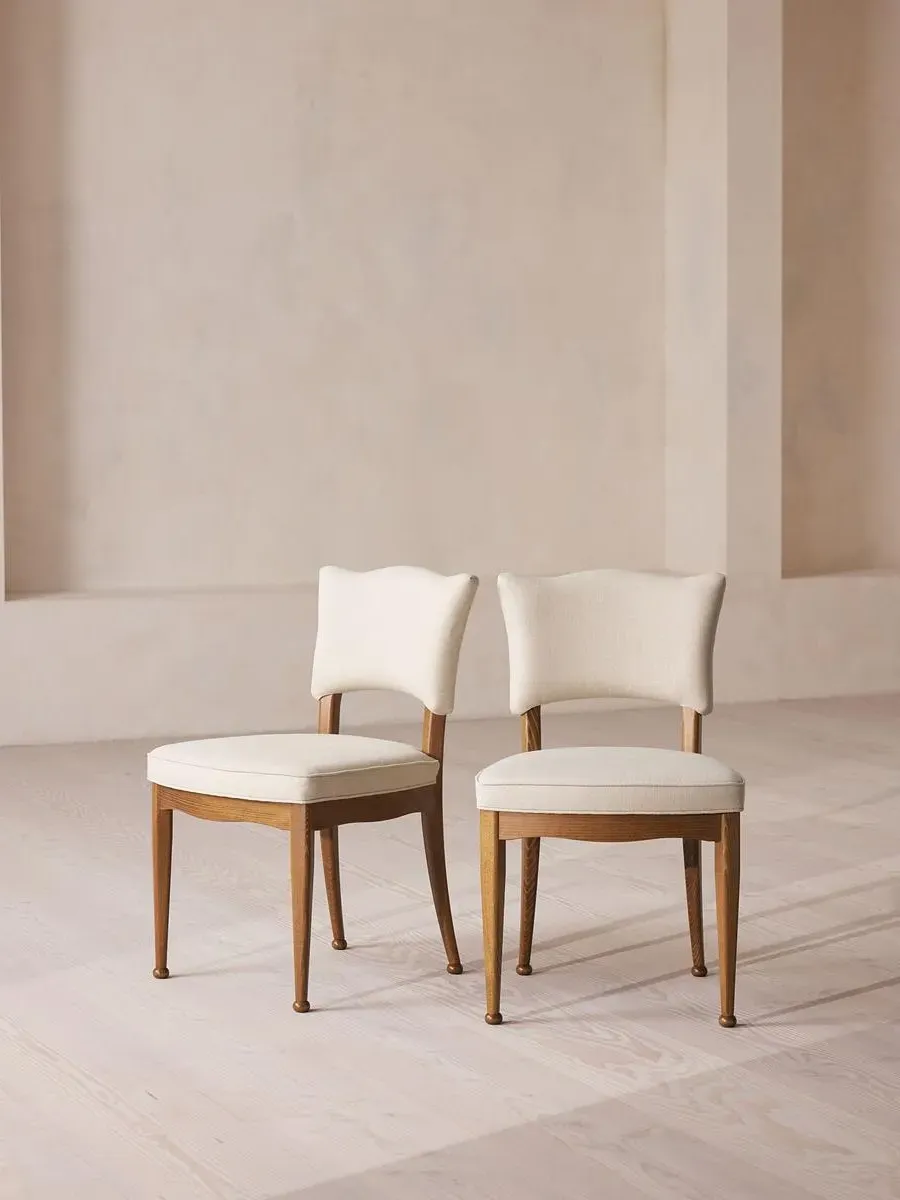 Armless Dining Chair Set - Natural, Linen image