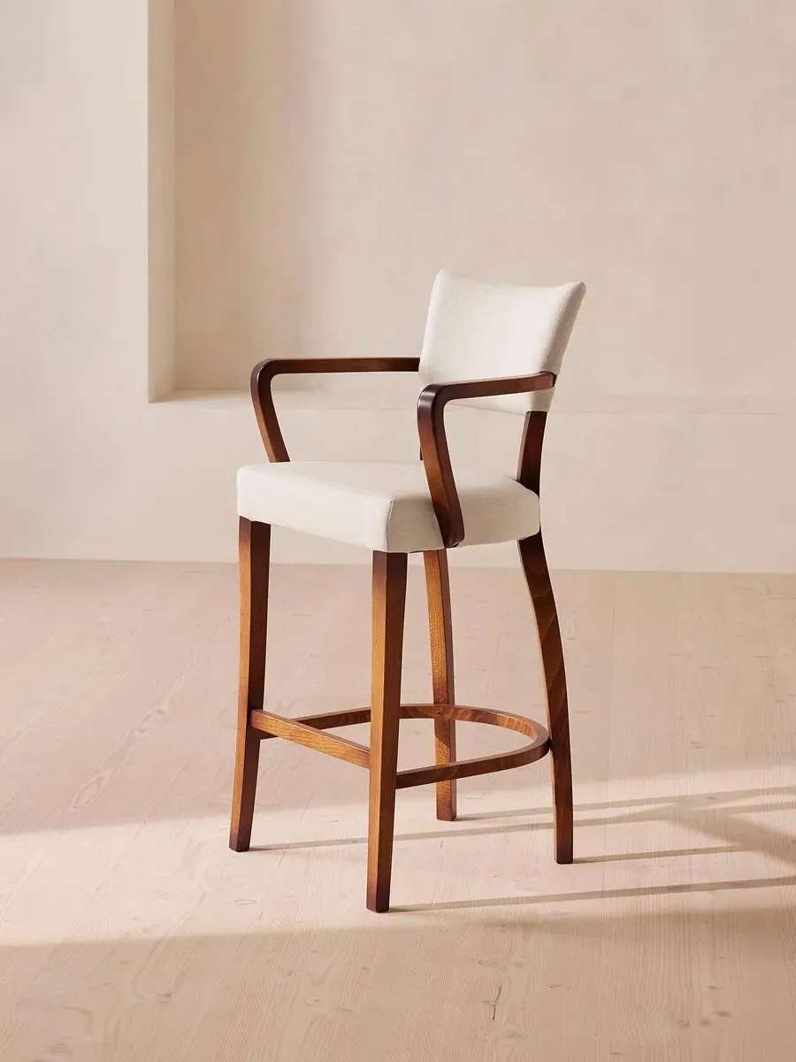 Barstool with Arms - Natural, Linen