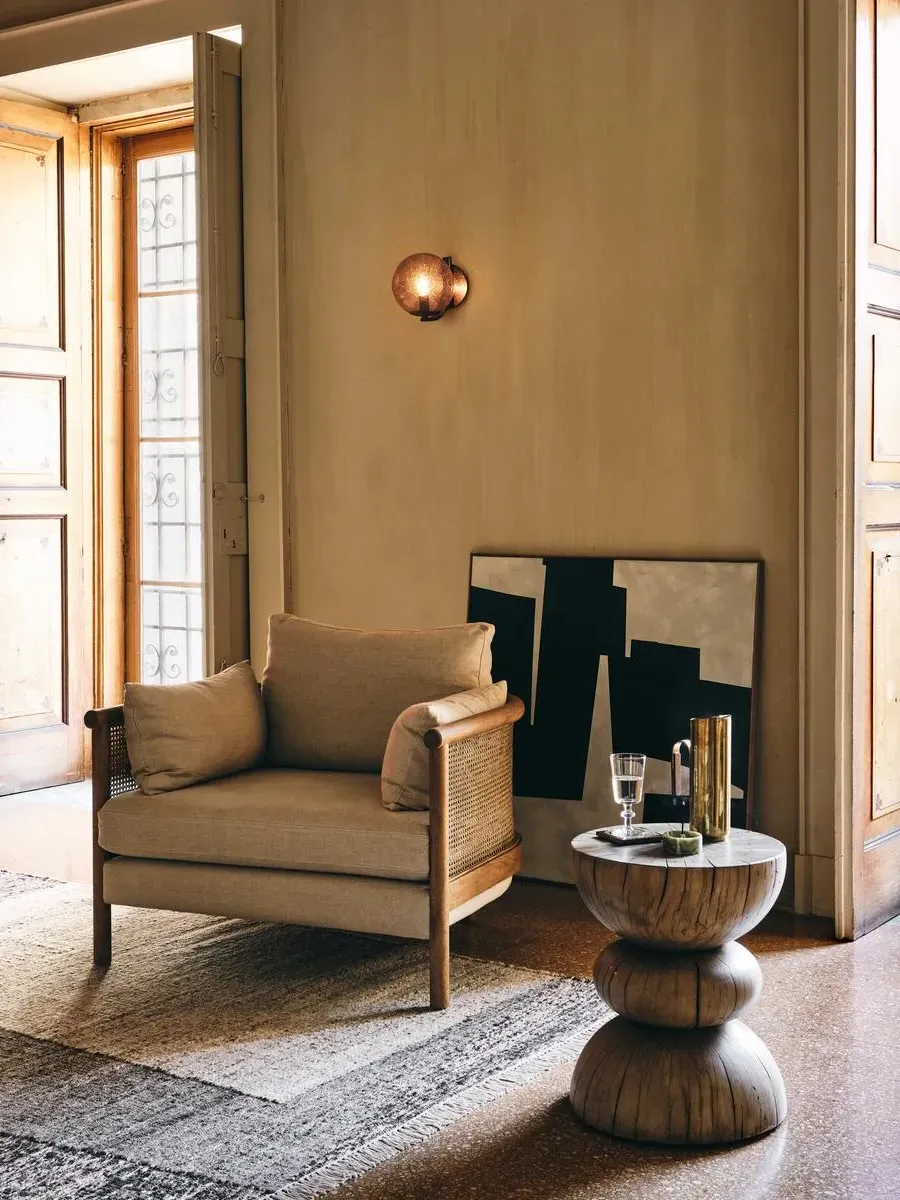 Cane Armchair with Cushions - Flax, Oak image