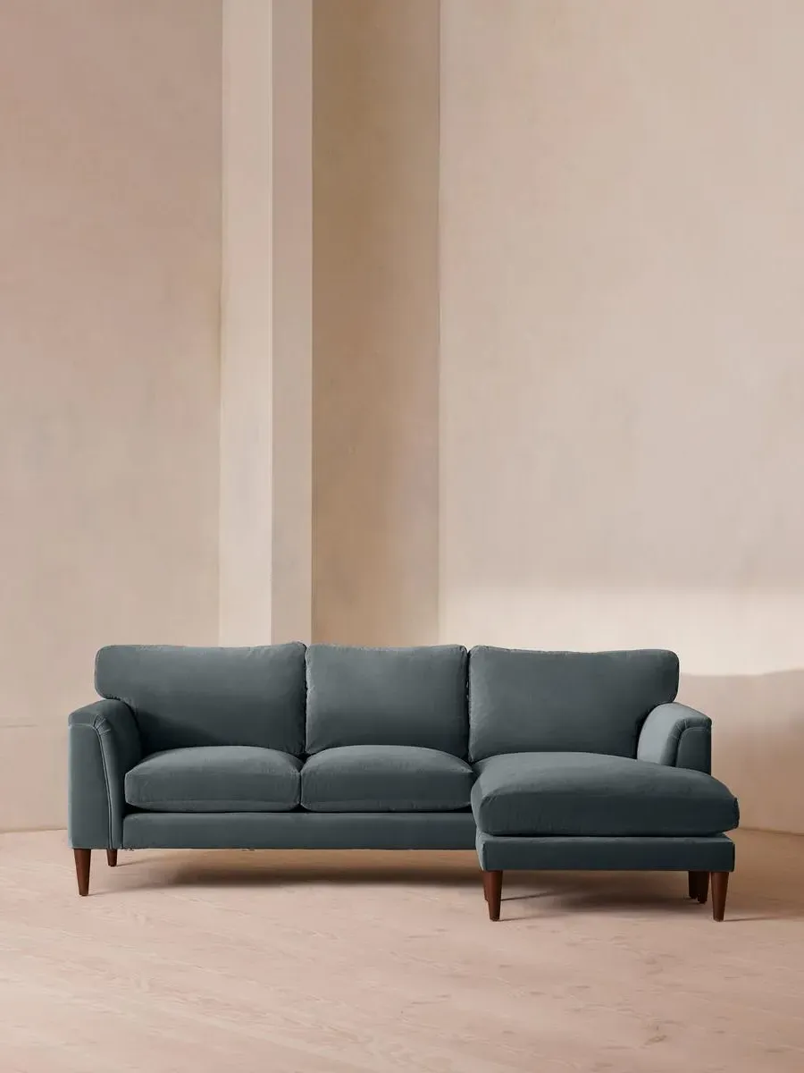 Chaise-end Sofa with Adjustable End - Grey Blue, Velvet