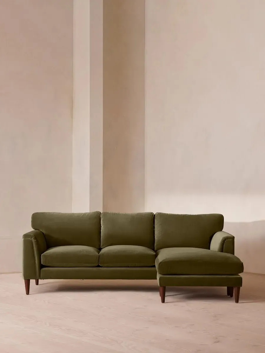 Chaise-end Sofa with Adjustable End - Olive, Velvet