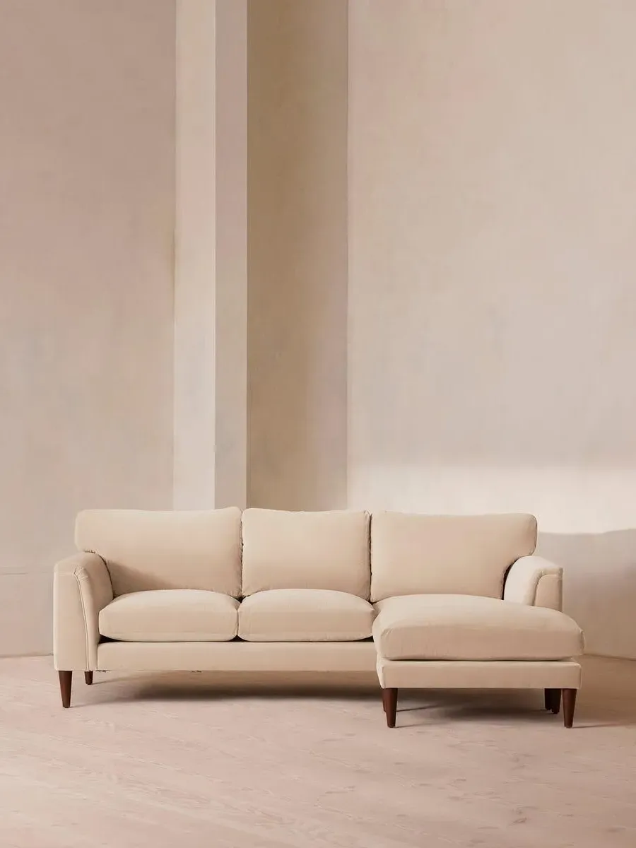 Chaise-end Sofa with Adjustable End - Porcelain, Velvet