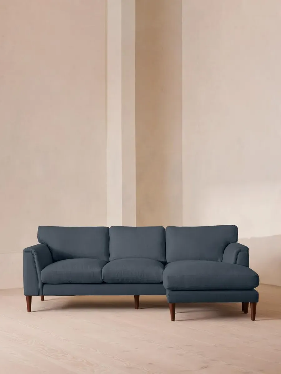 Chaise-end Sofa with Adjustable End - Prussian Blue, Linen