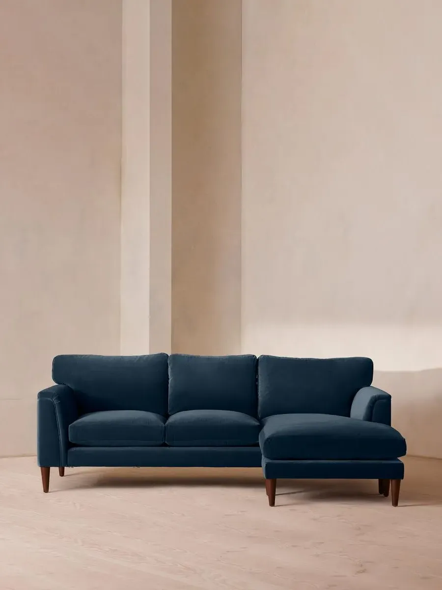 Chaise-end Sofa with Adjustable End - Royal Blue, Velvet