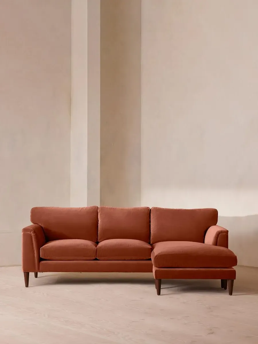 Chaise-end Sofa with Adjustable End - Rust, Velvet
