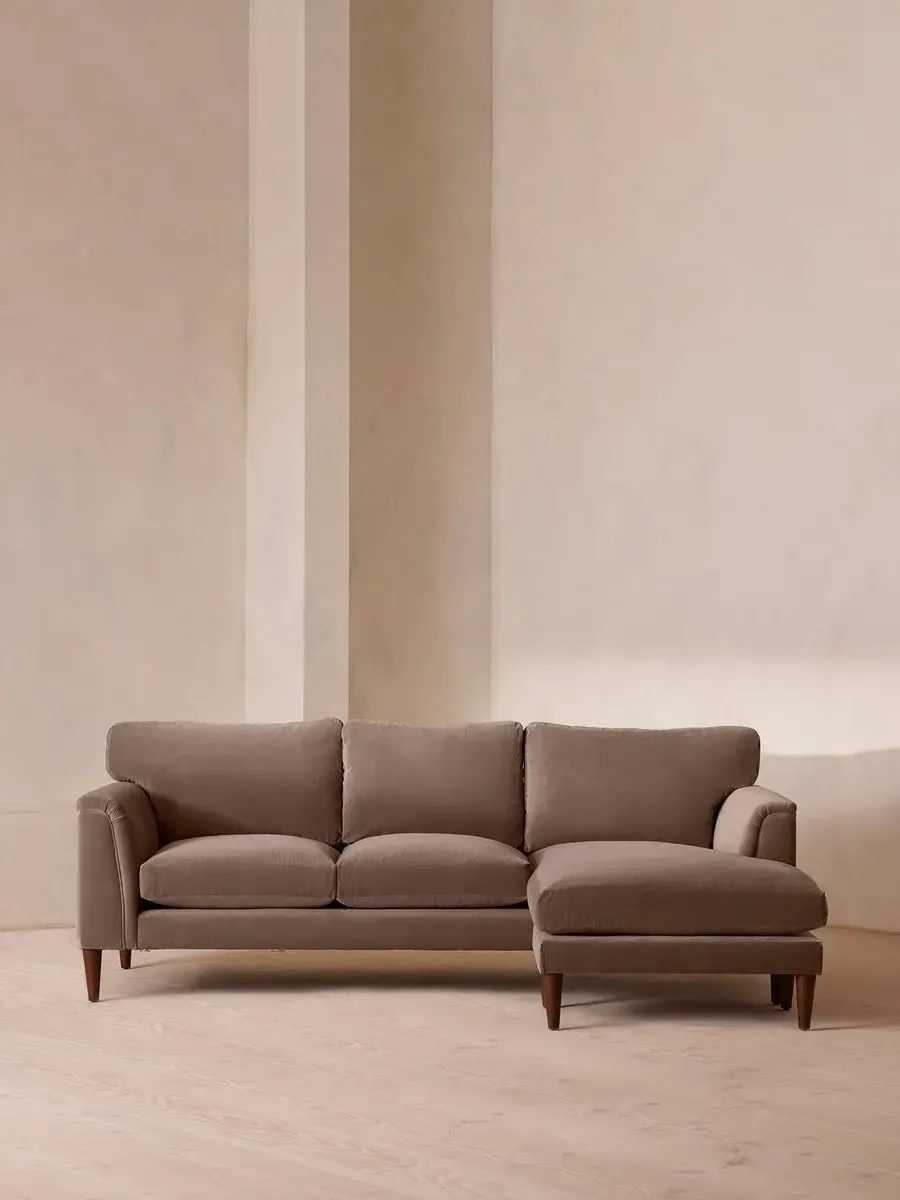 Chaise-end Sofa with Adjustable End - Taupe, Velvet