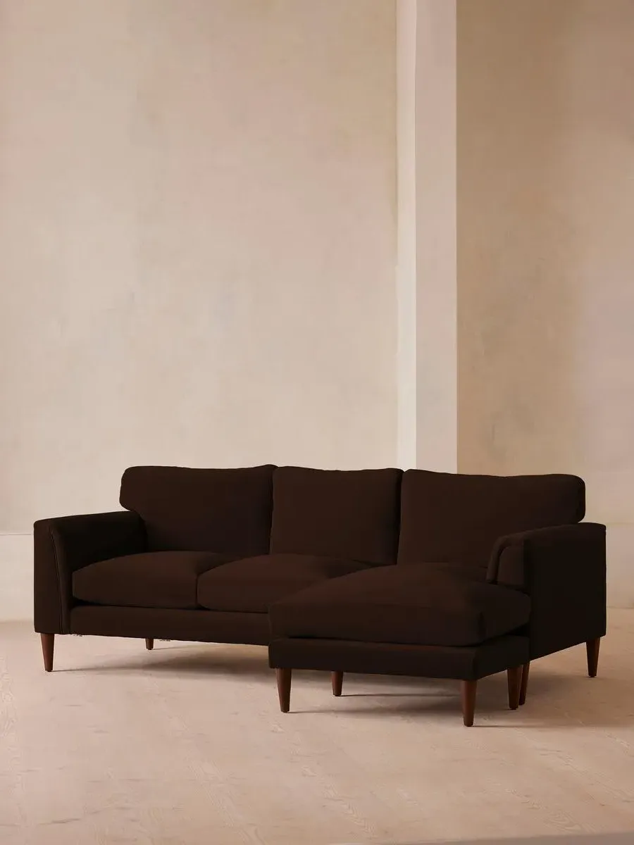 Chaise-end Sofa with Deep Seats - Chocolate, Velvet image