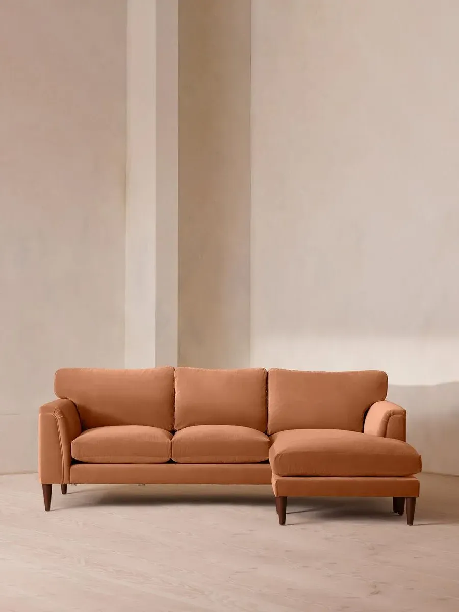 Chaise-end Sofa with Deep Sit - Antique Rose, Velvet