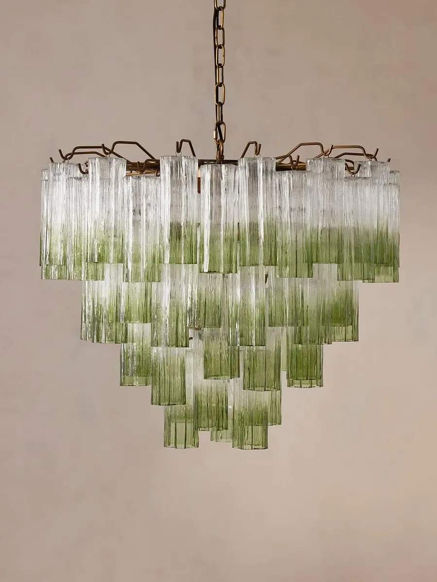 Chandelier with Scalloped Glass - Green image