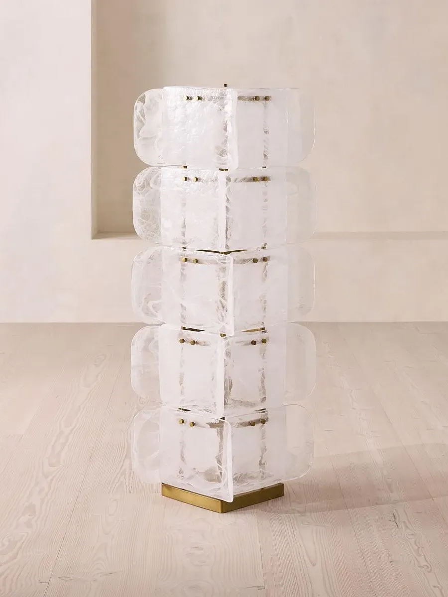 Column Floor Lamp with Glass Blocks - White image