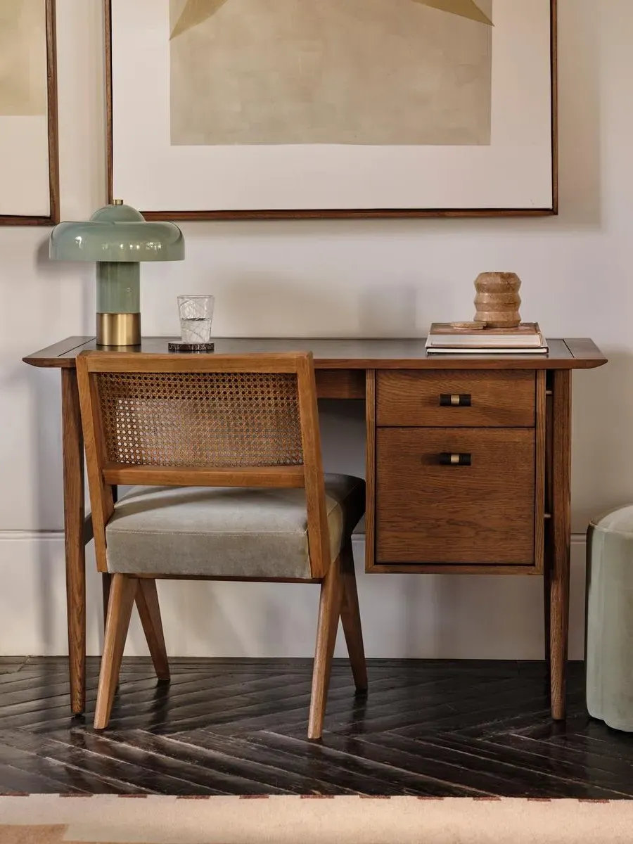 Compact Desk with Drawers - Oak, Solid Wood image