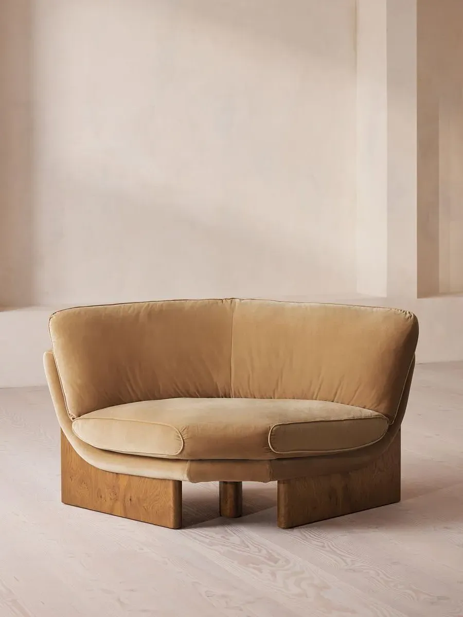 Corner Chair with Cushions - Camel, Velvet image