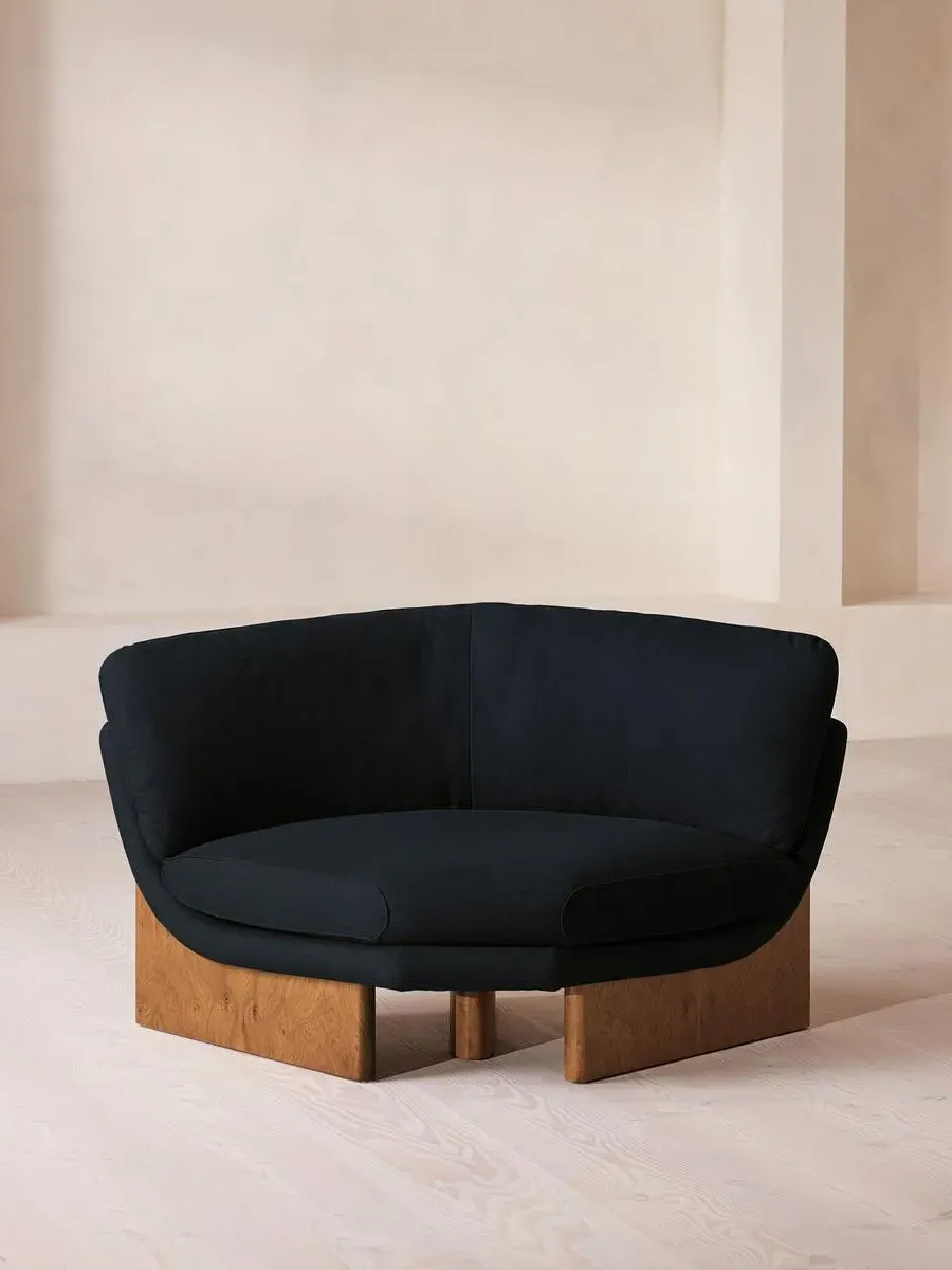Corner Chair with Cushions - Indigo, Linen