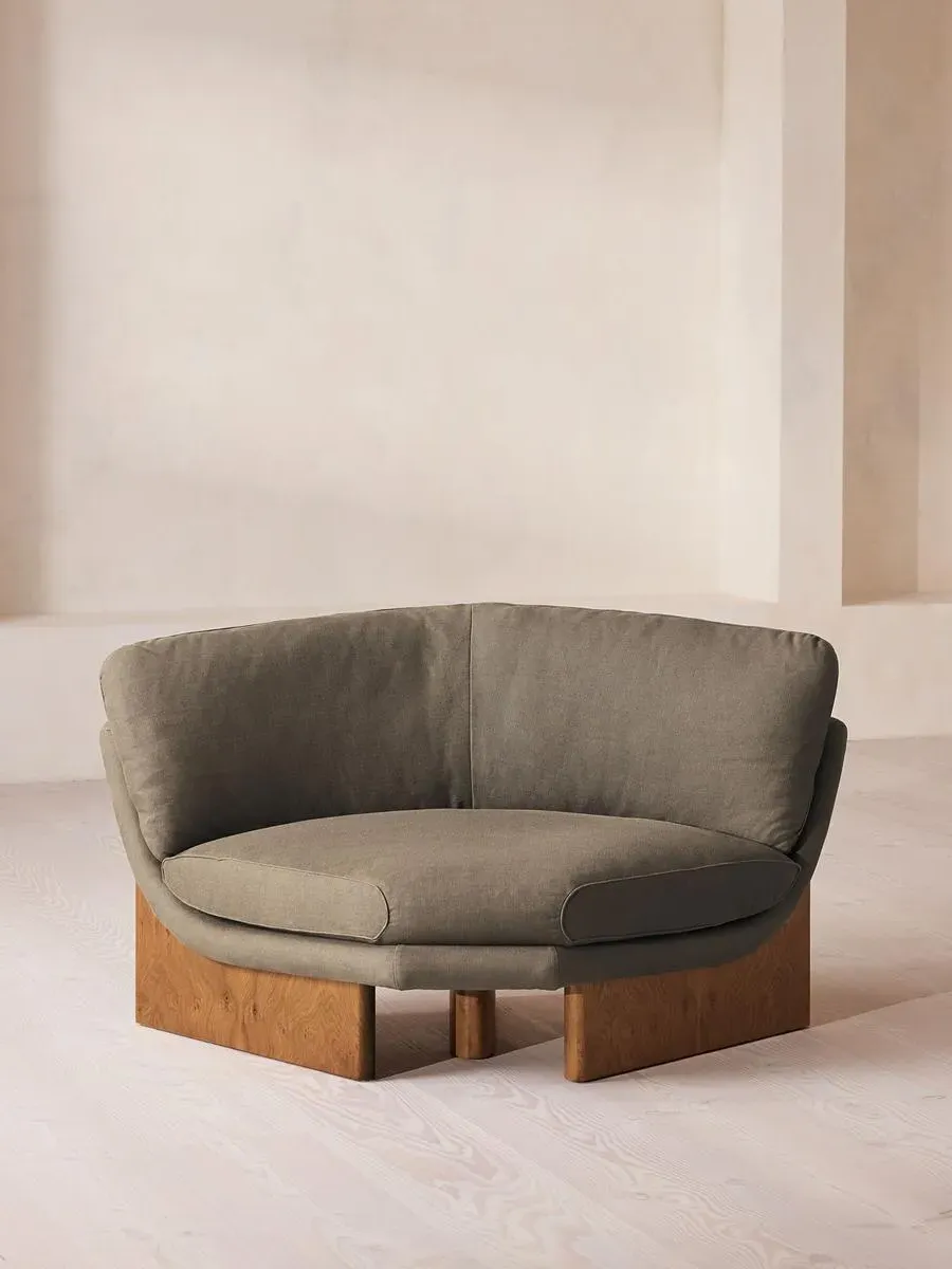 Corner Chair with Cushions - Mushroom, Linen
