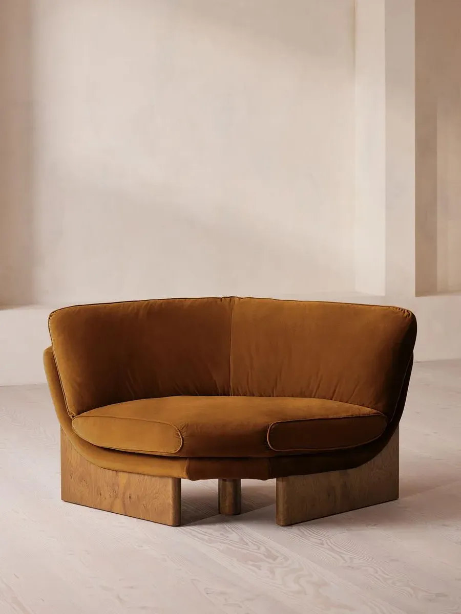 Corner Chair with Cushions - Mustard, Velvet