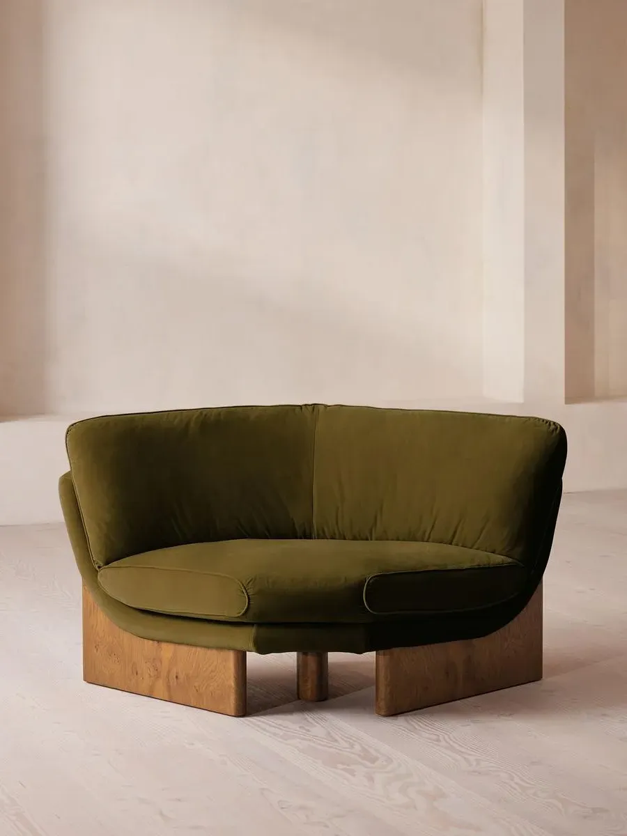 Corner Chair with Cushions - Olive, Velvet