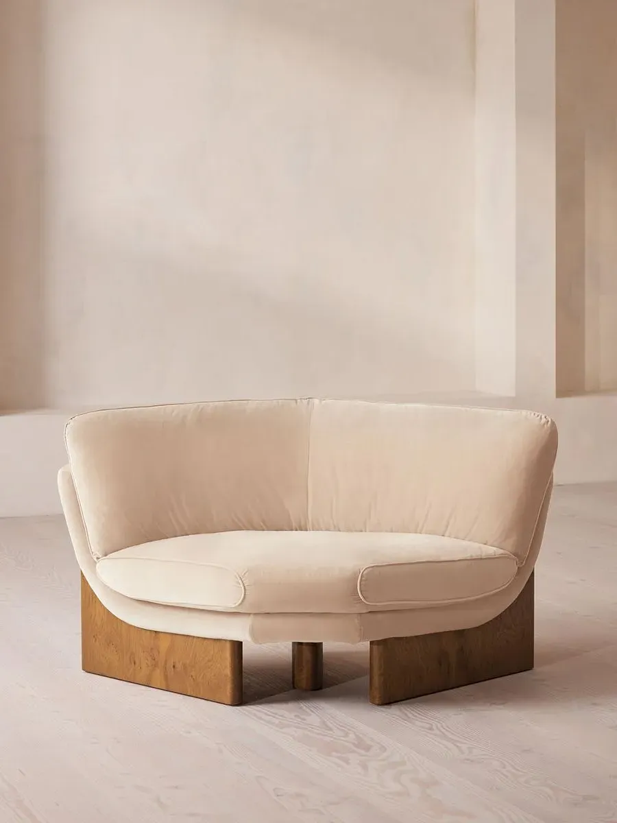 Corner Chair with Cushions - Porcelain, Velvet
