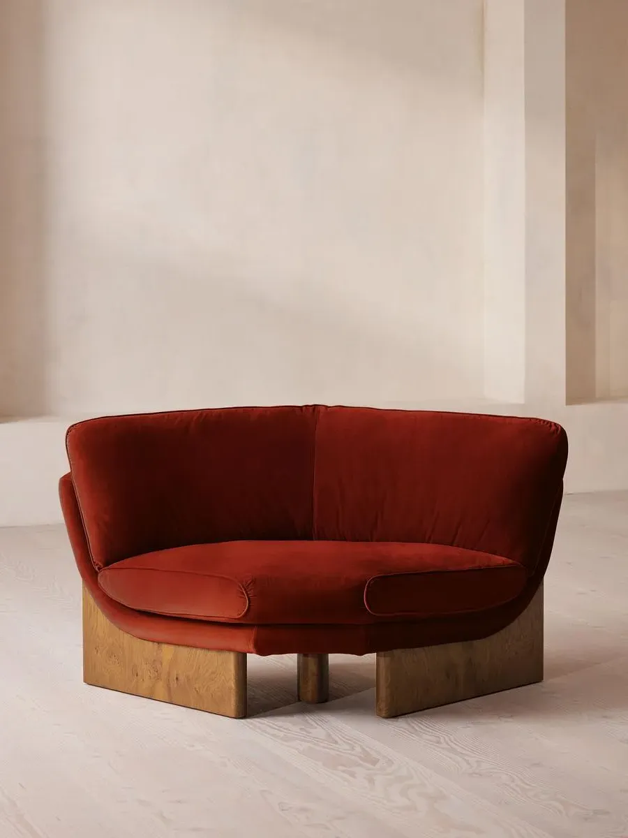 Corner Chair with Cushions - Rust, Velvet