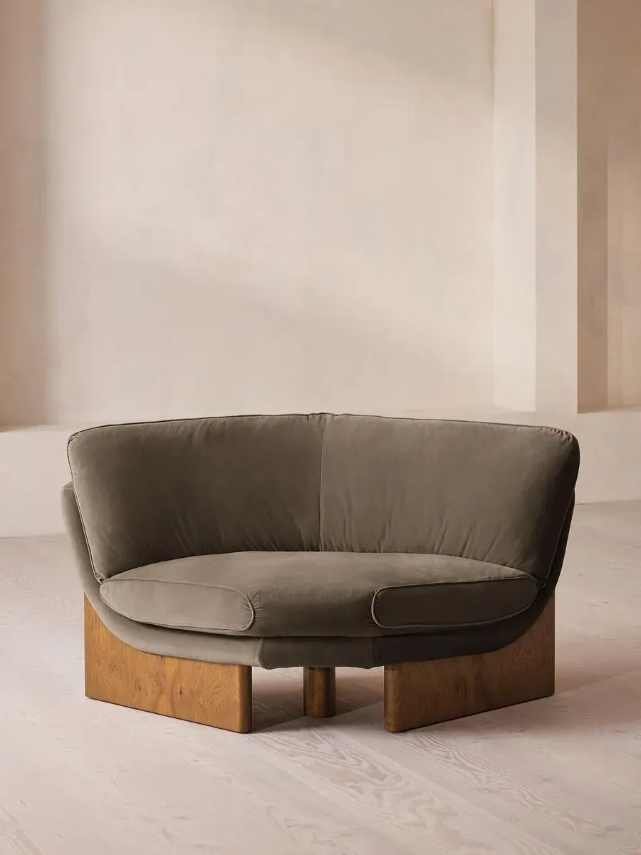 Corner Chair with Cushions - Taupe, Velvet