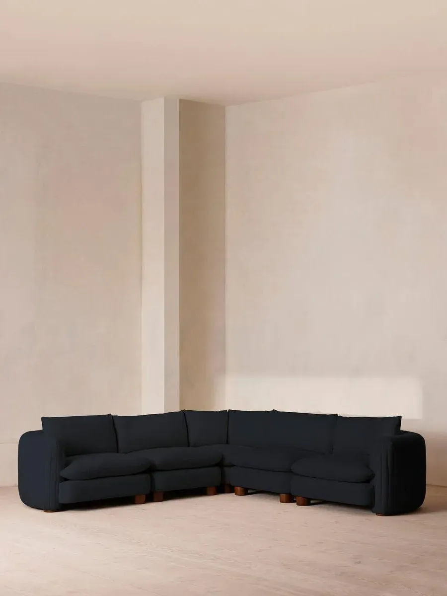 Corner Modular Sofa with Deep Seat - Indigo, Linen