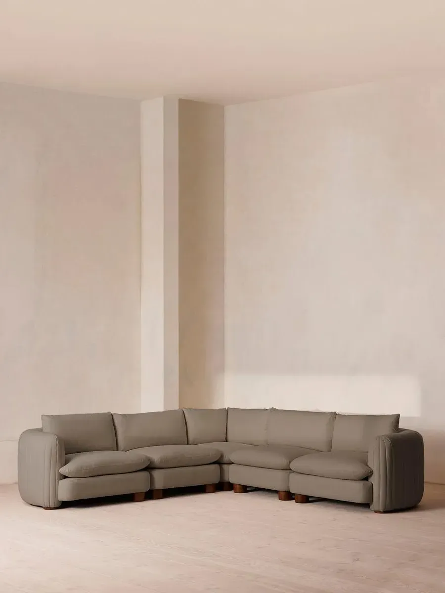 Corner Modular Sofa with Deep Seat - Mushroom, Linen