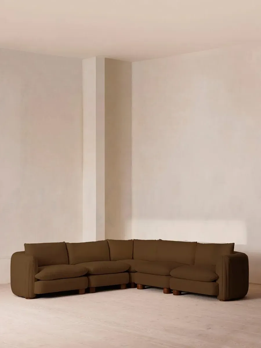 Corner Modular Sofa with Deep Seat - Ochre, Linen