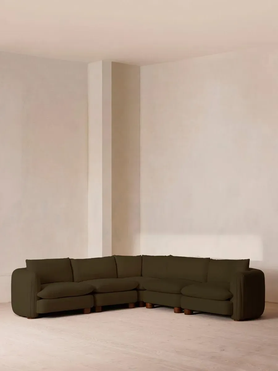 Corner Modular Sofa with Deep Seat - Olive, Linen