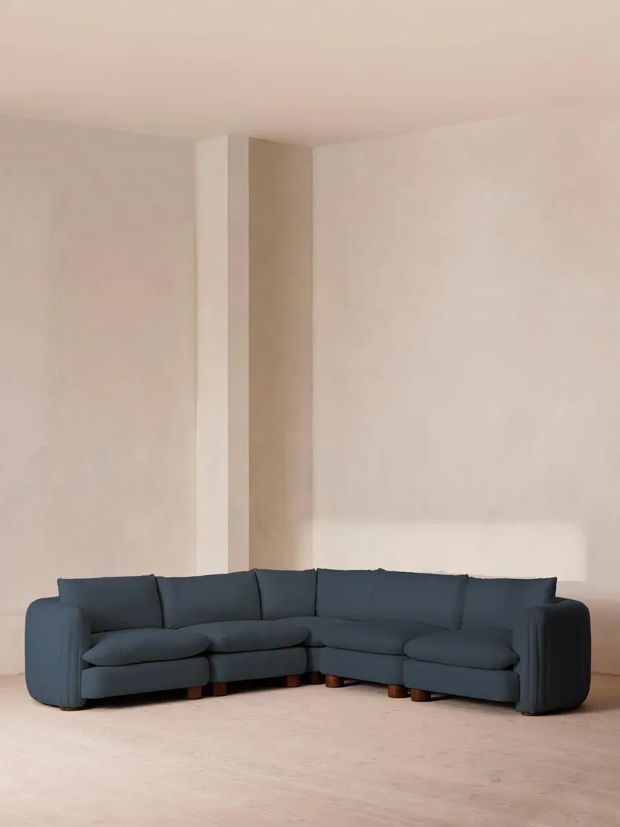 Corner Modular Sofa with Deep Seat - Prussian Blue, Linen