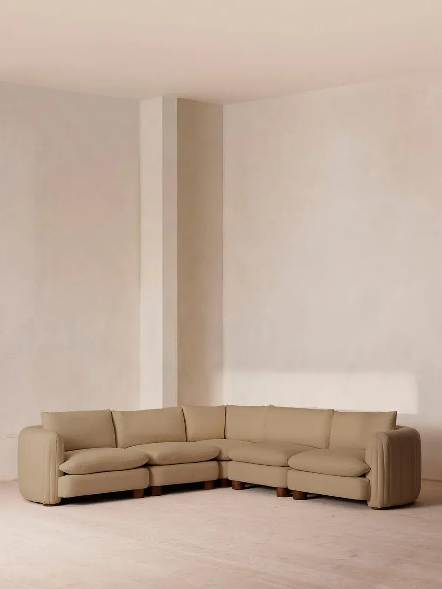 Corner Modular Sofa with Deep Seat - Wheat, Linen