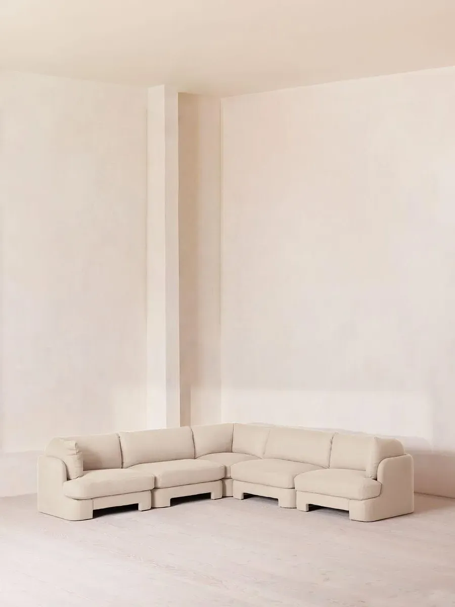 Corner Modular Sofa with Deep Sit - Bisque, Linen