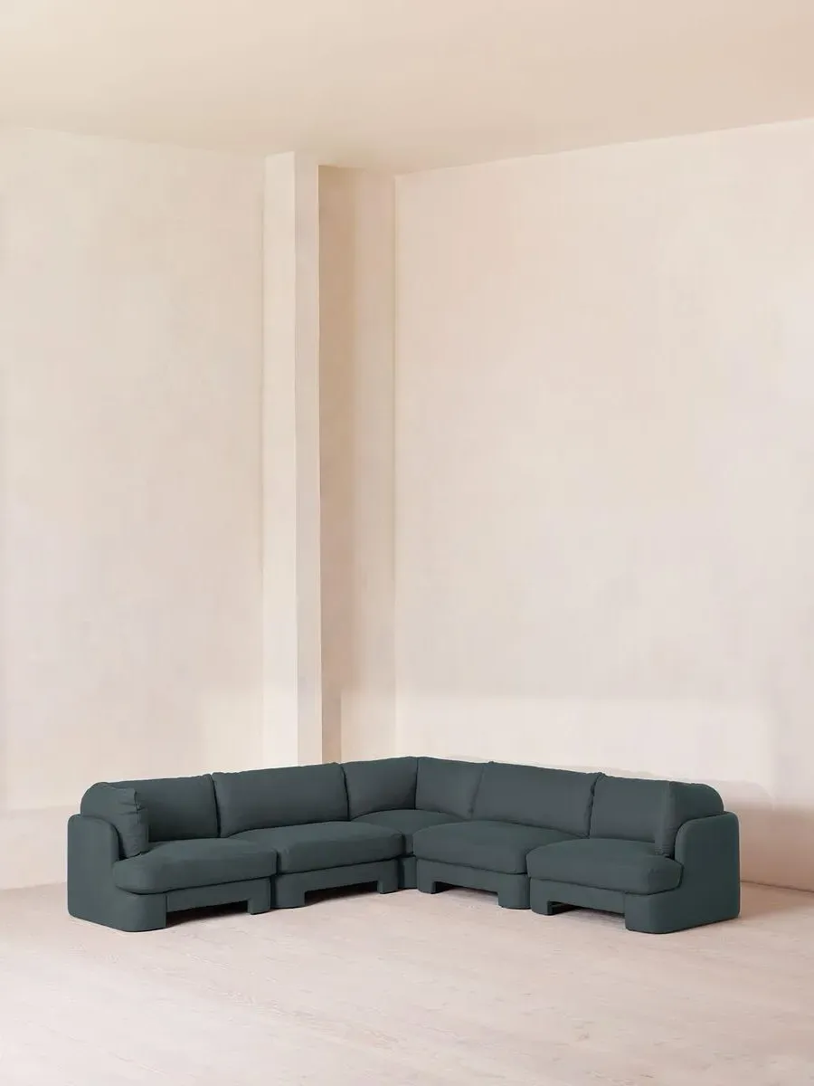 Corner Modular Sofa with Deep Sit - Blue, Linen