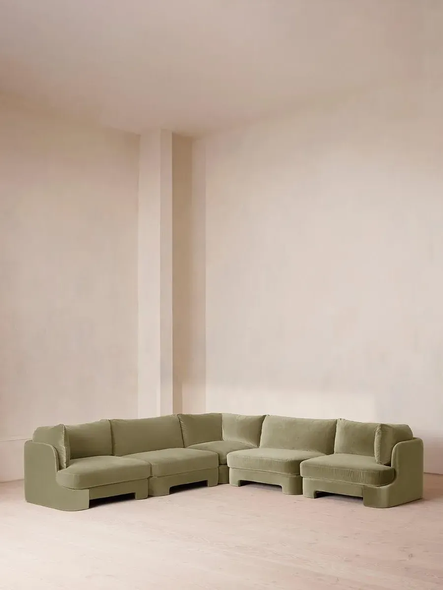 Corner Modular Sofa with Deep Sit - Lichen, Velvet