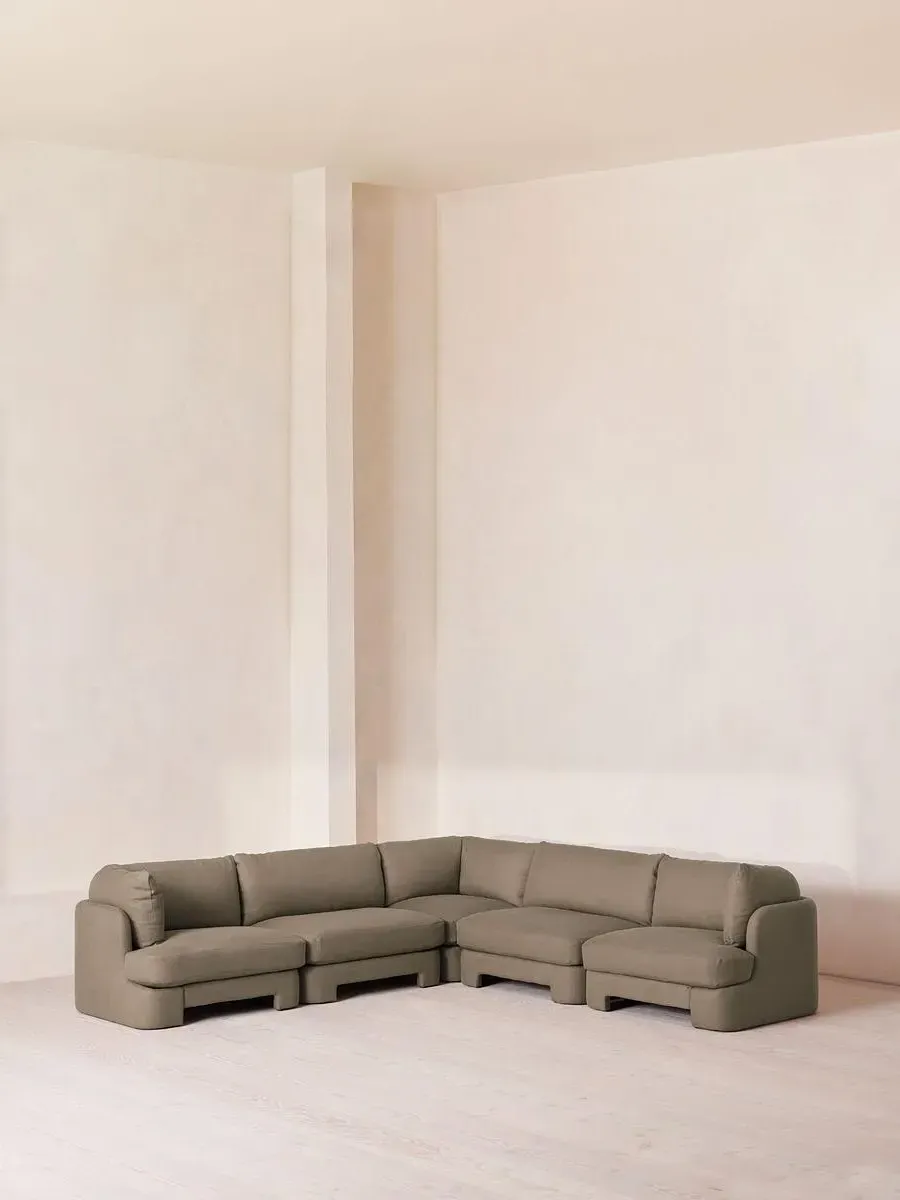 Corner Modular Sofa with Deep Sit - Mushroom, Linen