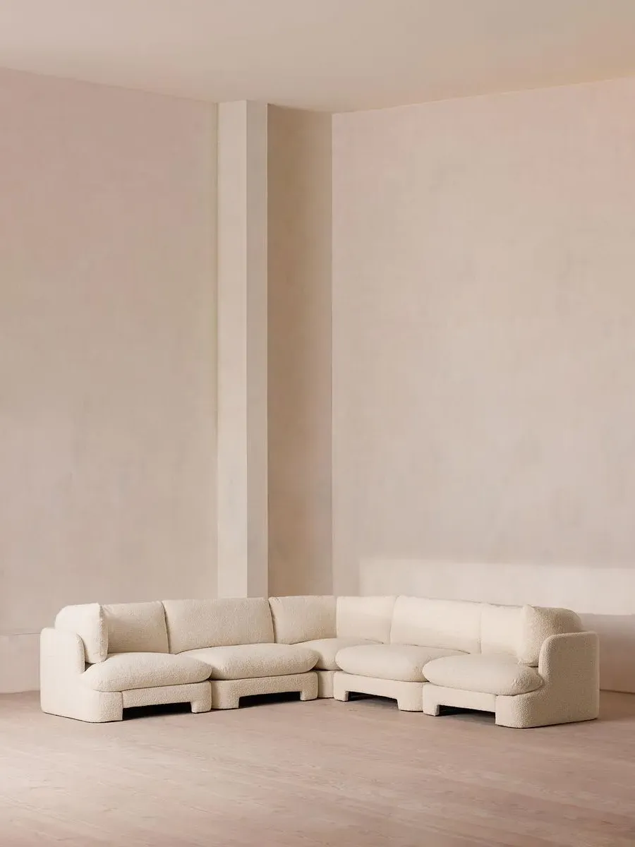 Corner Modular Sofa with Deep Sit - Natural, Boucle